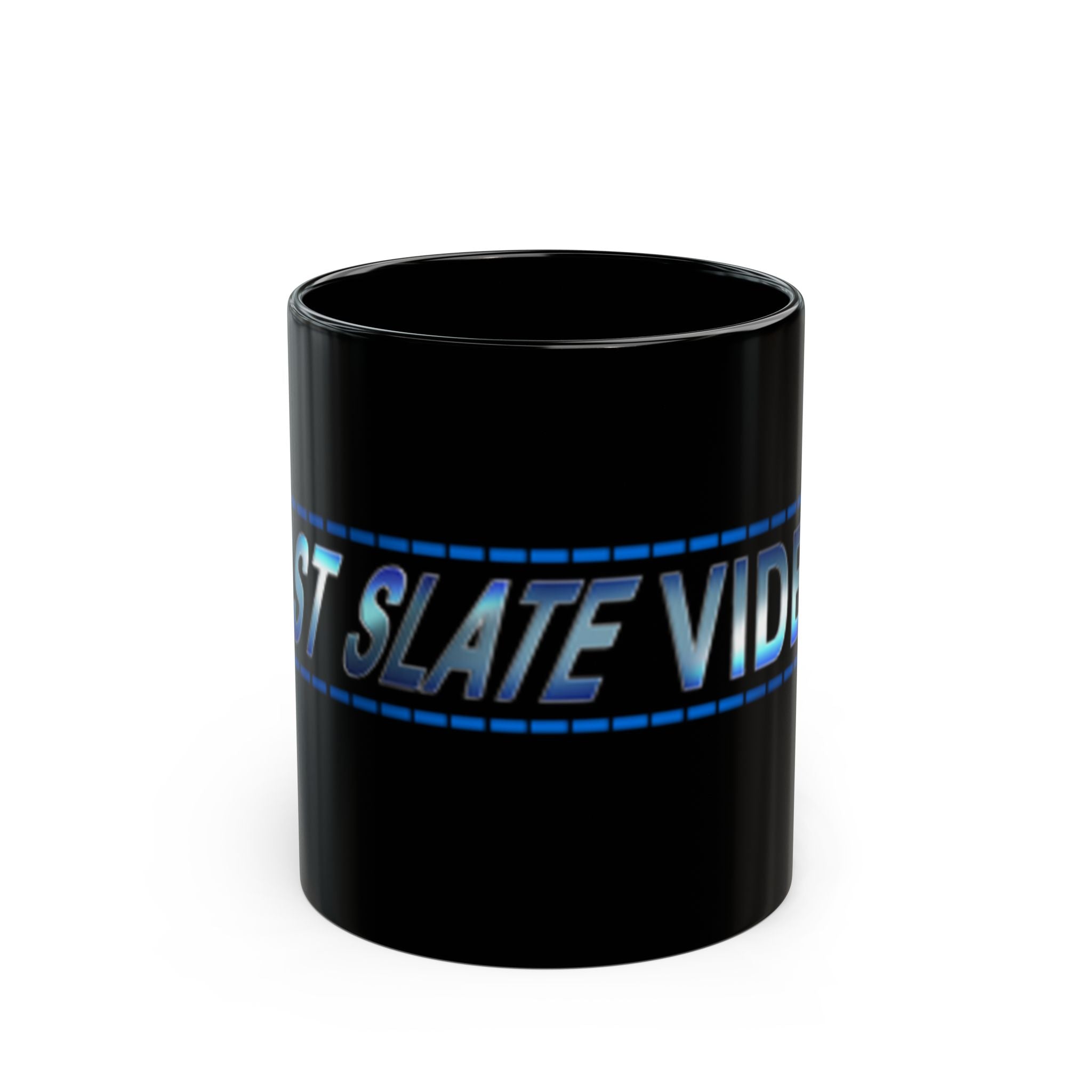 Black Mug — Retro Neon 'Slate Video' Logo Coffee Cup (11oz, 15oz)