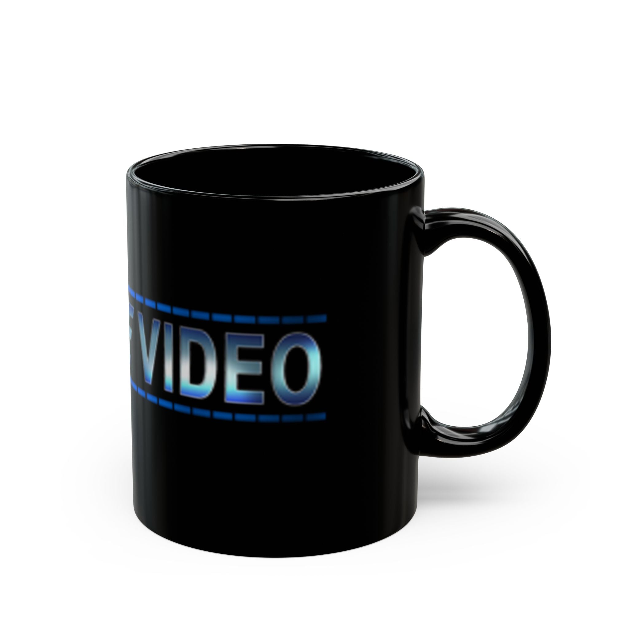 Black Mug — Retro Neon 'Slate Video' Logo Coffee Cup (11oz, 15oz)