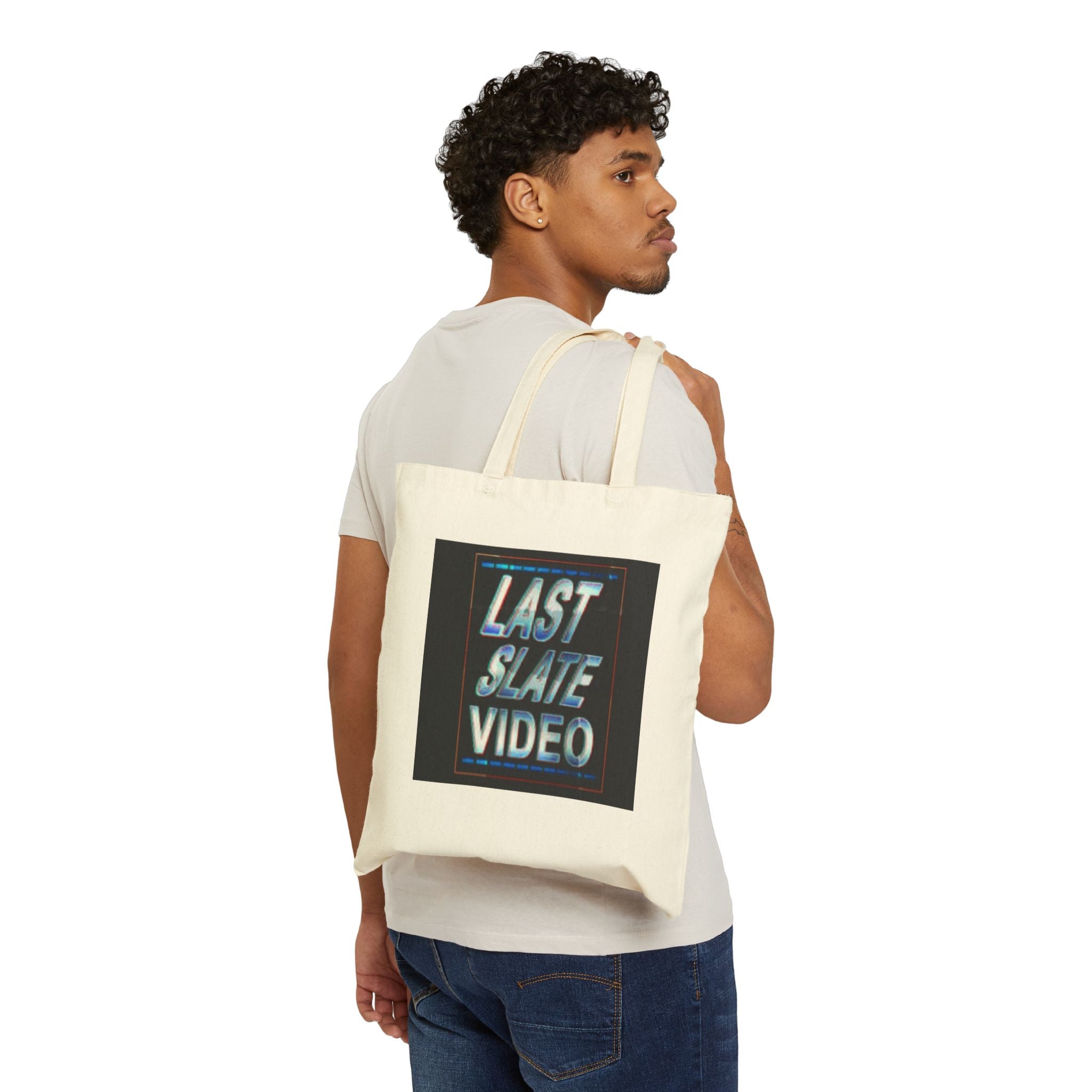 Last Slate Video Canvas Tote — Retro VHS Graphic Tote Bag