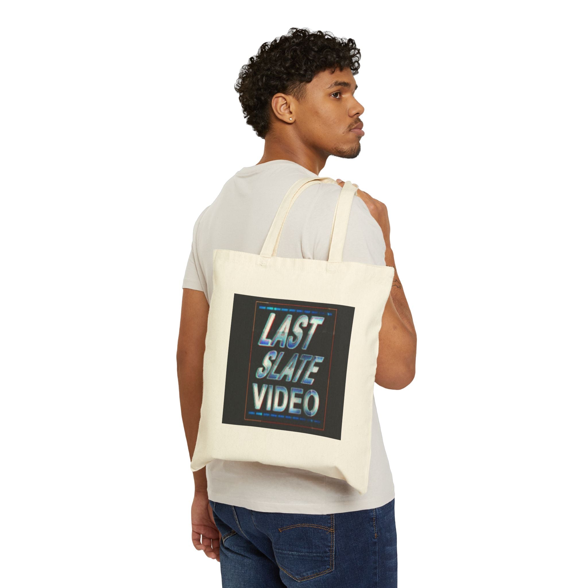 Last Slate Video Canvas Tote — Retro VHS Graphic Tote Bag